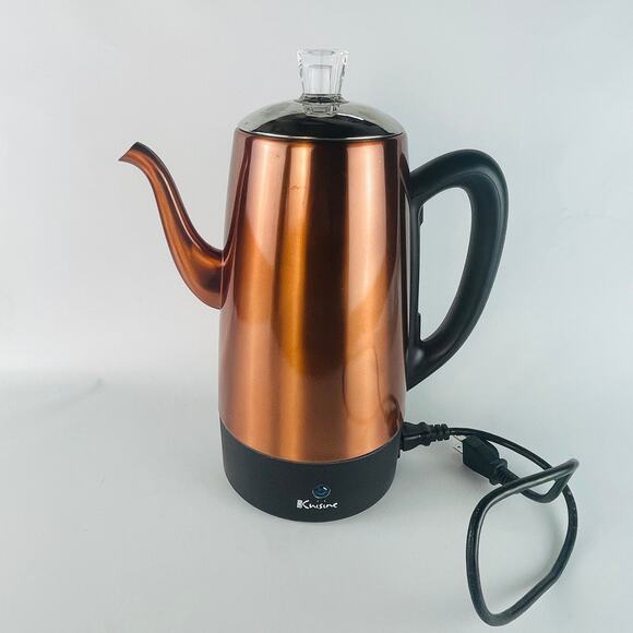 Euro Cuisine Stainless Steel 12-Cups  Electric Percolator Coffee Pot Copper 13” - Picture 4 of 4